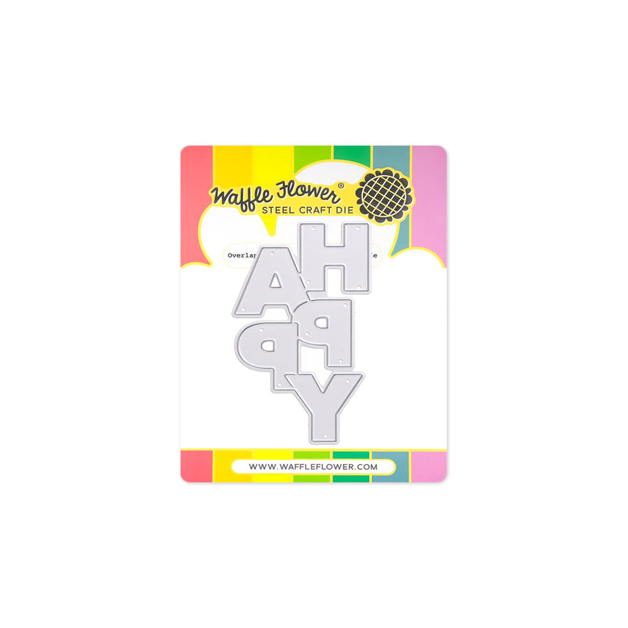 waffle flower overlapping vertical happy word die 422206