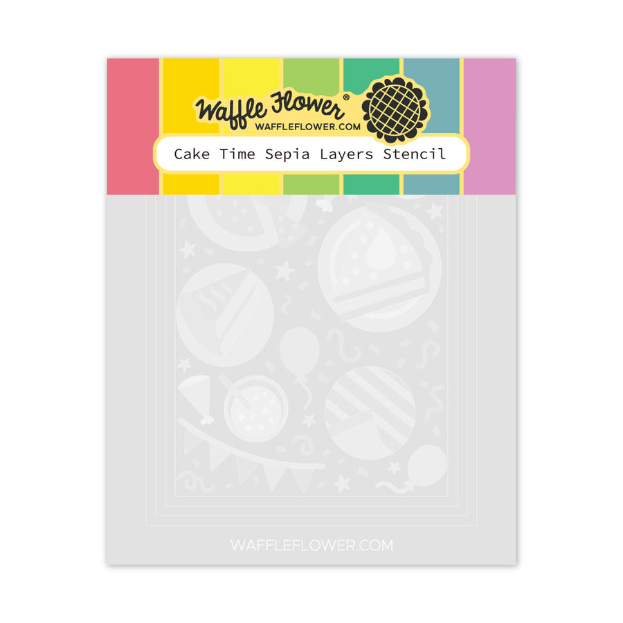 waffle flower cake time sepia layers stencil 422231