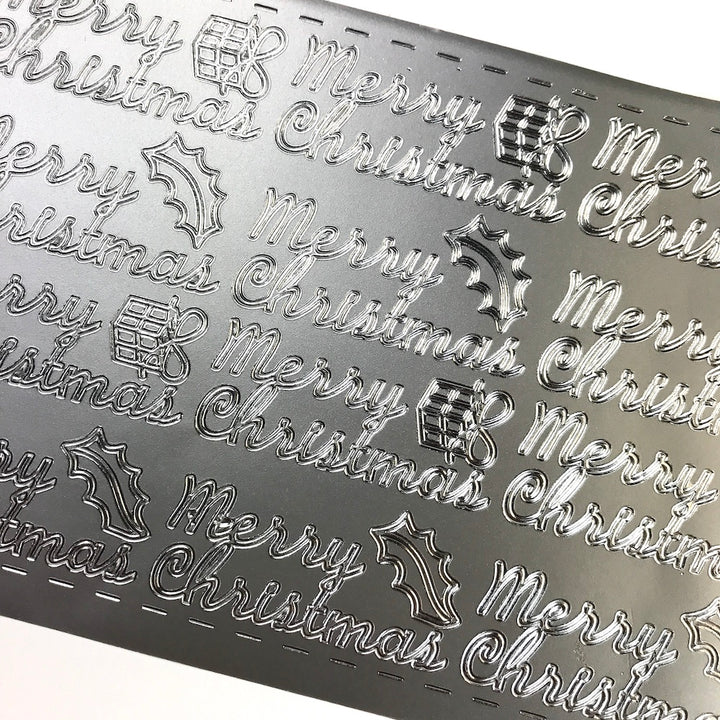 Merry Christmas Sentiment Stickers in Silver
