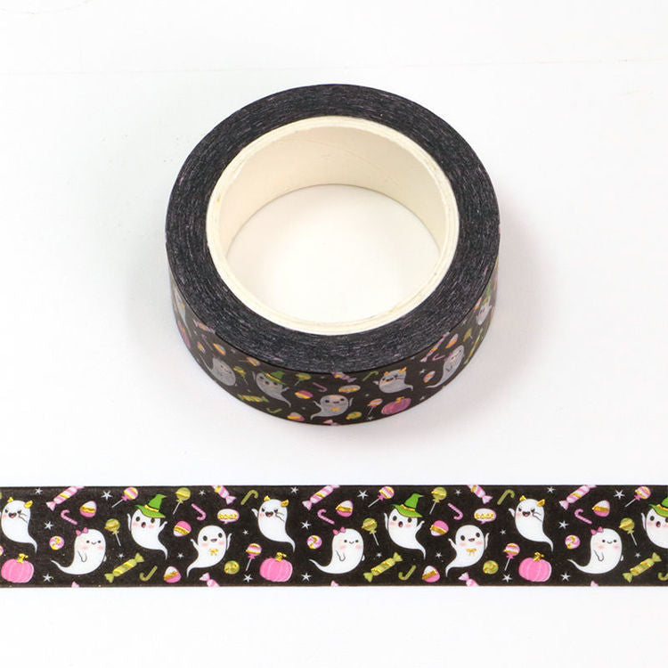 halloween black washi tape with ghosts having a party