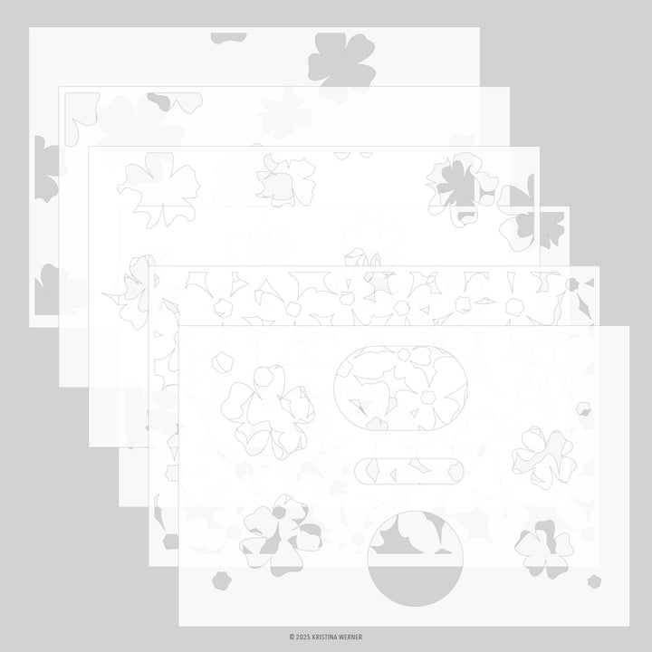 Concord & 9th - Kristina Werner - Pretty Posies Stencil Pack (6 qty; 9 x 6)