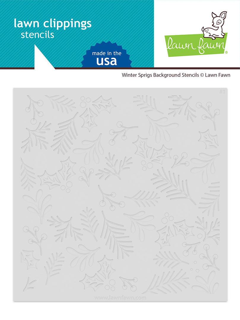 Lawn Fawn LF3265 Winter Sprigs Background Stencils