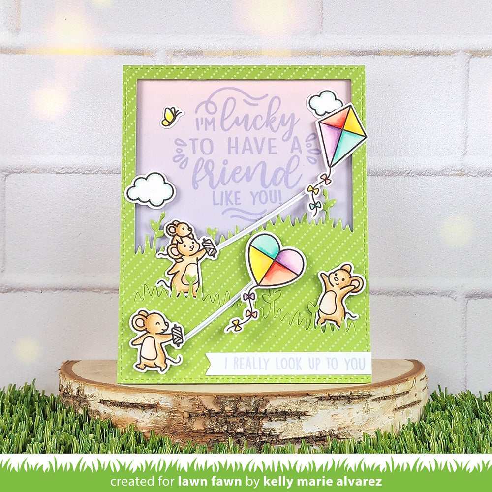Lawn Fawn LF3421 Give It A Whirl Messages: Friends 4X6 Clear Stamp Set example