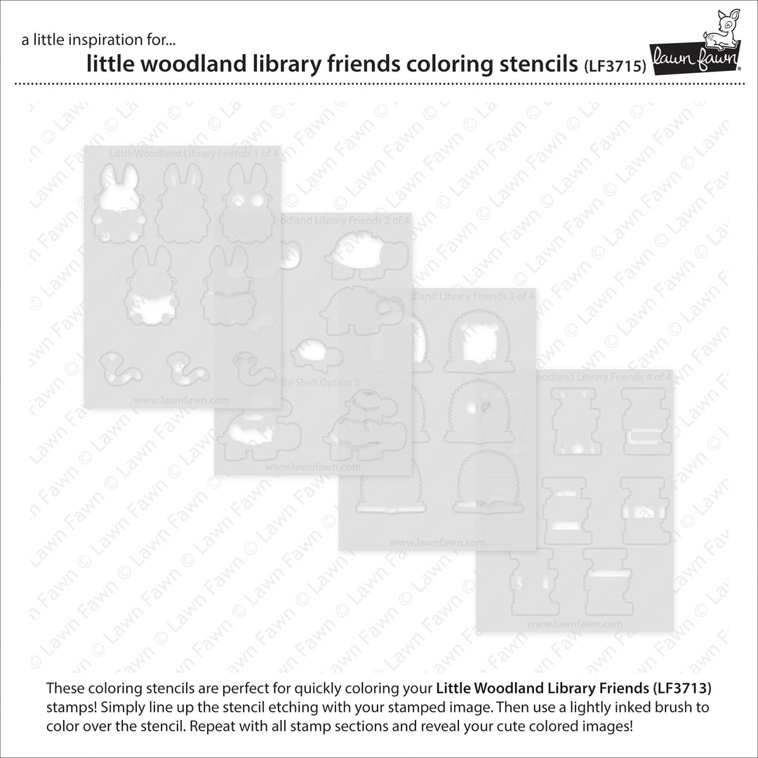 Lawn Fawn - LF3715 - Little Woodland Library Friends Coloring Stencils