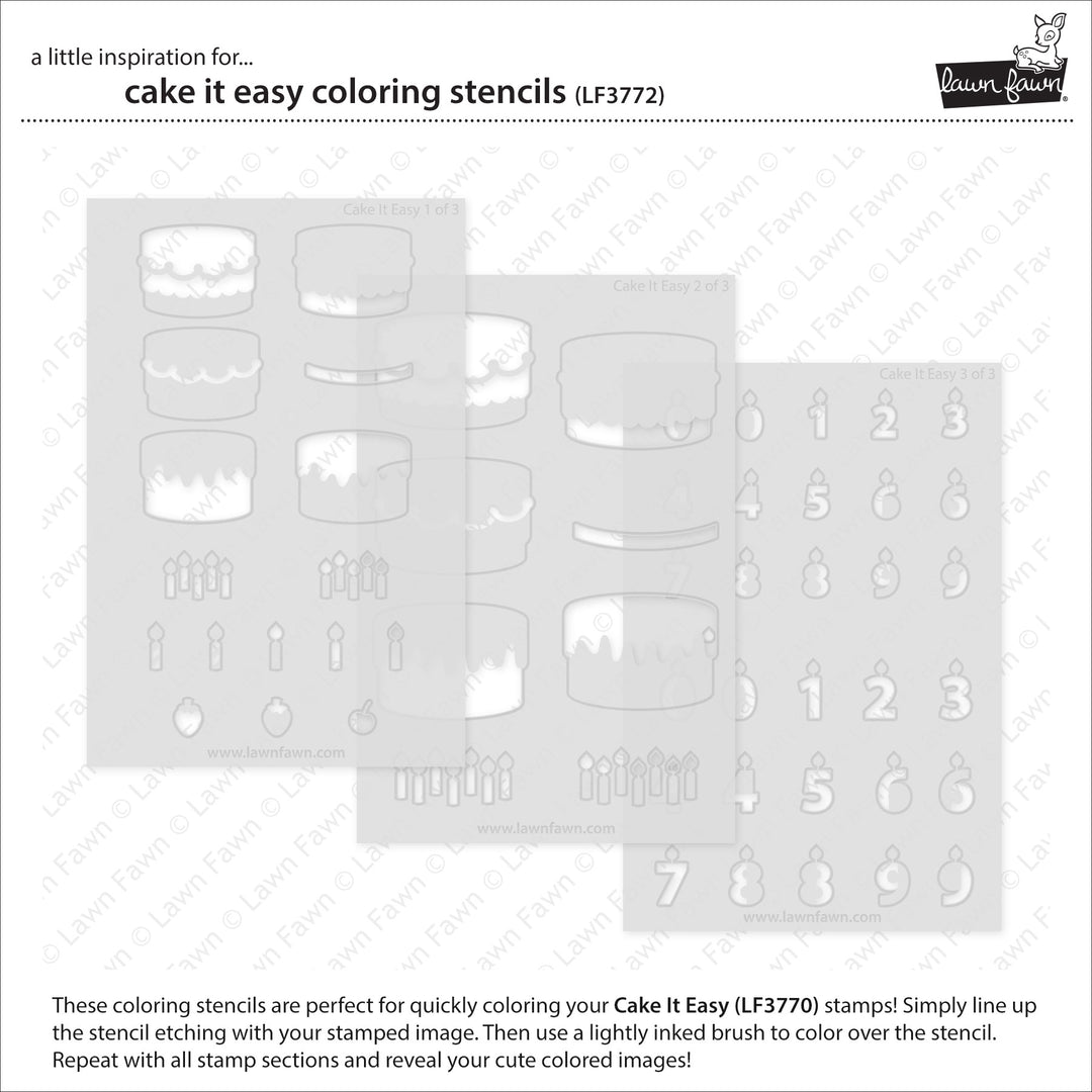 Lawn Fawn - LF3772 - Cake It Easy Coloring Stencils