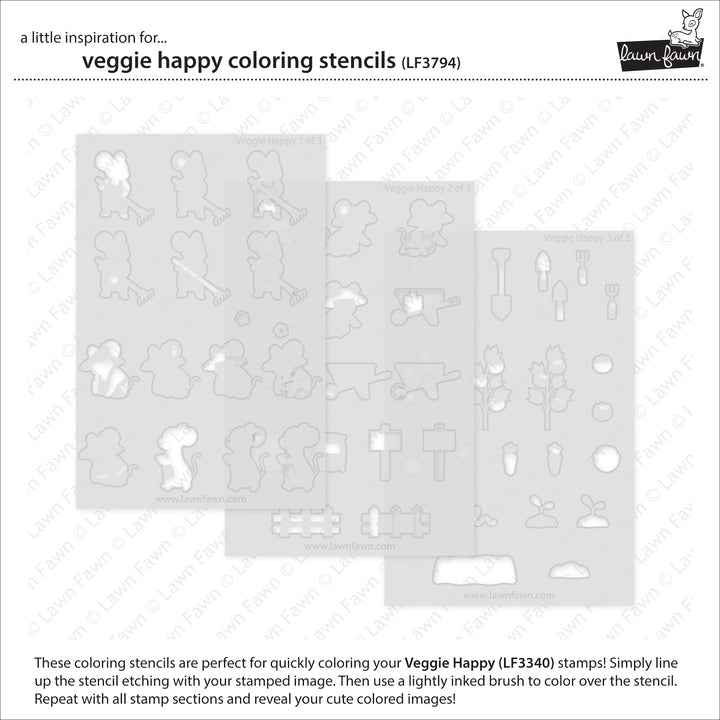 Lawn Fawn - LF3794 - Veggie Happy Coloring Stencils