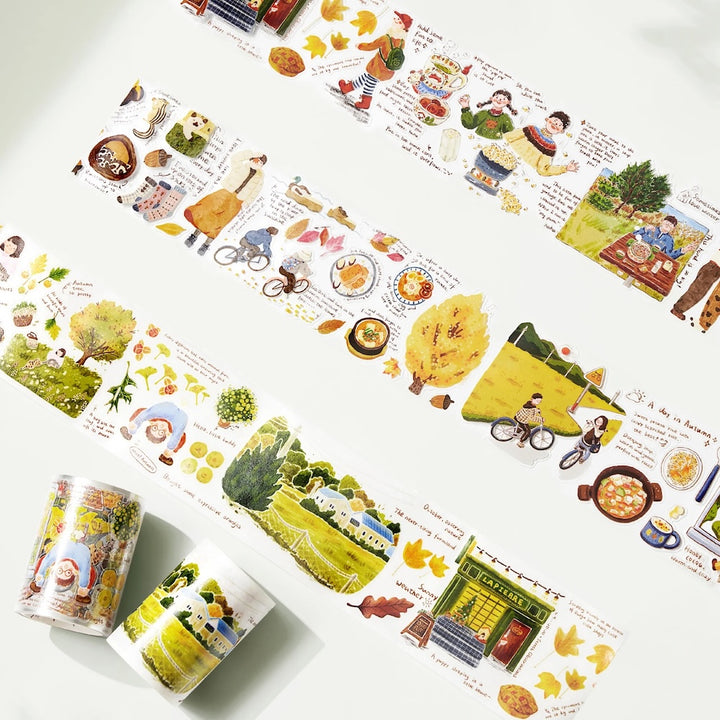 Pre-cut Autumn Friends Wide Washi/PET Tape (English Version)
