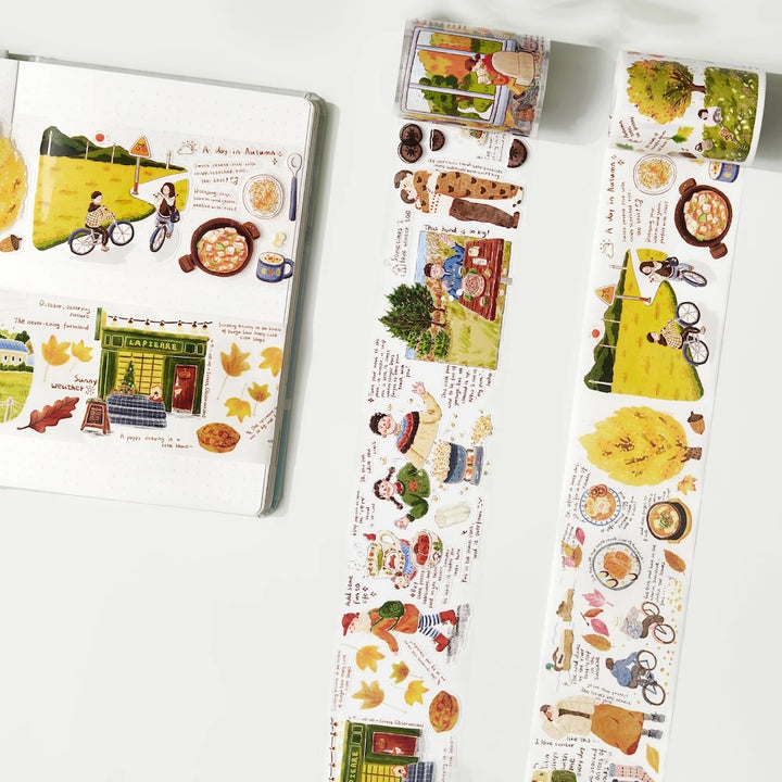 Pre-cut Autumn Friends Wide Washi/PET Tape (English Version)