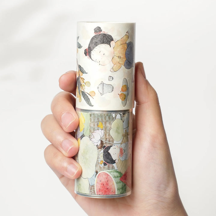 Pre-cut Childhood Chimes Wide Washi/PET Tape in hand