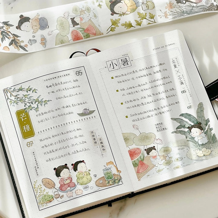 Pre-cut Childhood Chimes Wide Washi/PET Tape journal spread