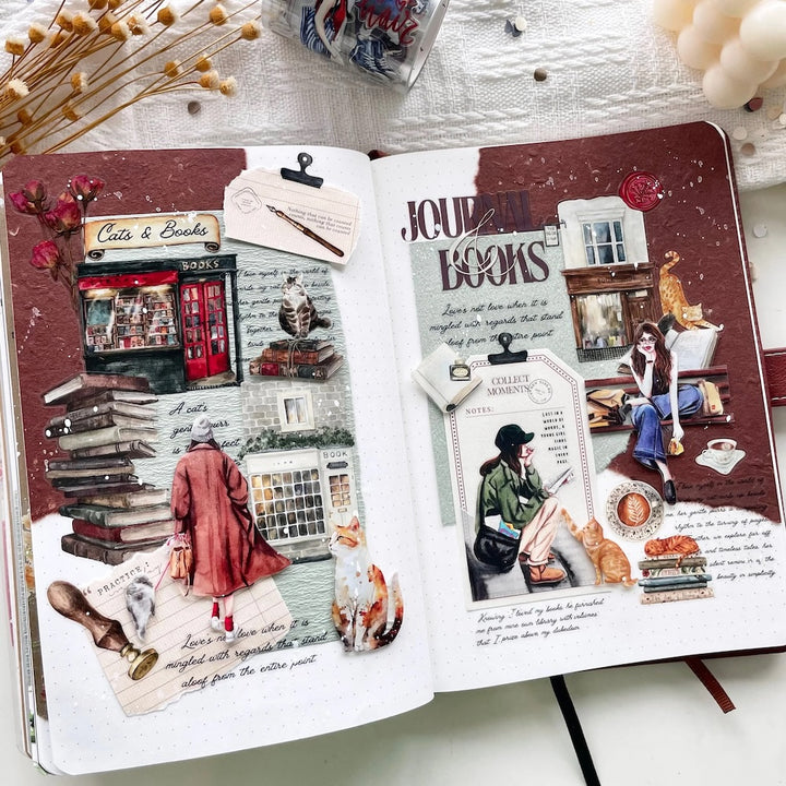 Pre-cut Sidewalk Stories Wide Washi/PET  Tape journal spread