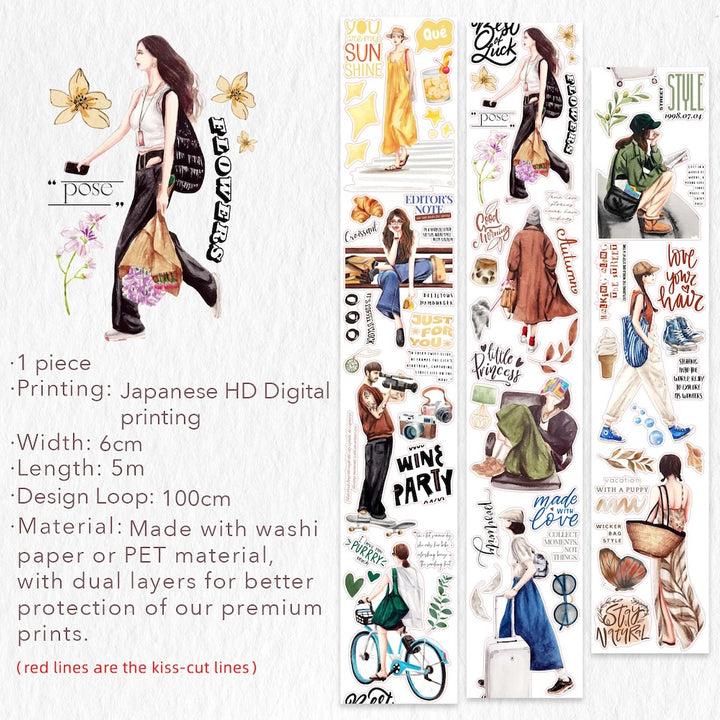 Pre-cut Sidewalk Stories Wide Washi/PET  Tape loop design