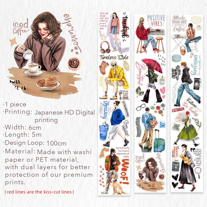 the washi tape shop pre cut passing faces wide washi pet tape details