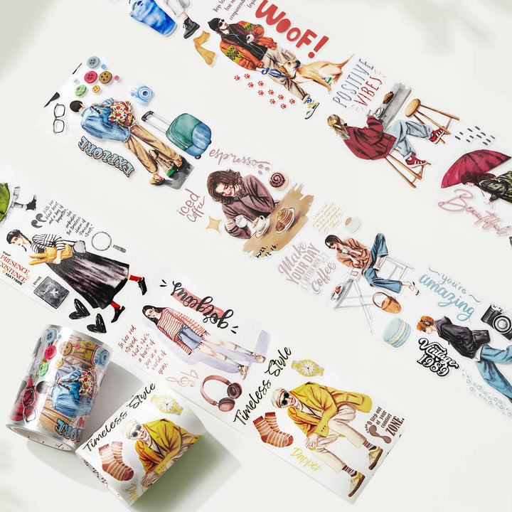 the washi tape shop pre cut passing faces wide washi pet tape flatlay
