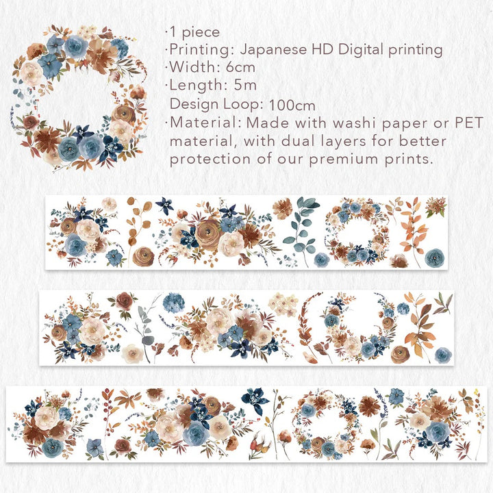 the washi tape shop dusty blue cinnamon wide washi pet tape design loop