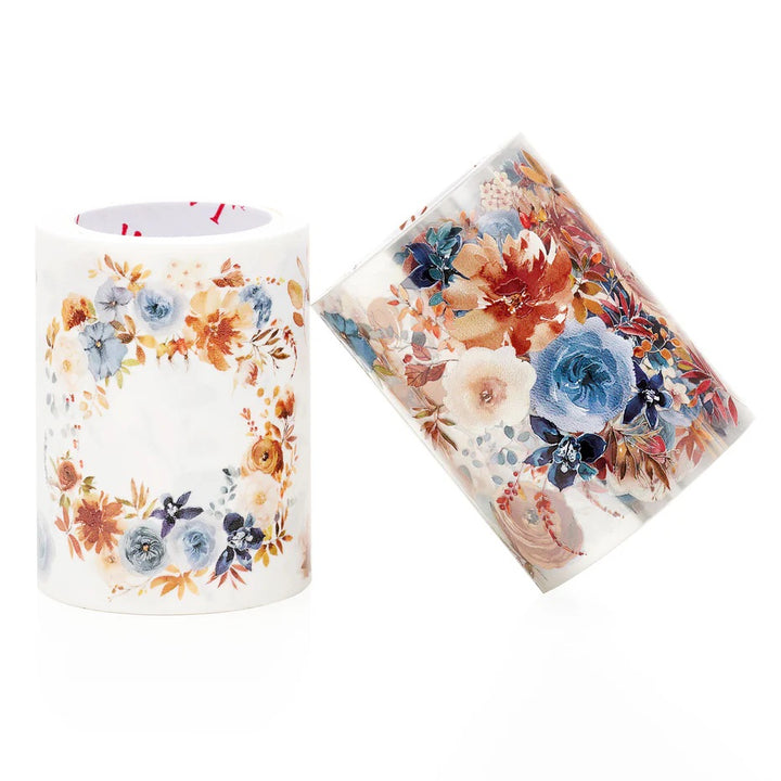 the washi tape shop dusty blue cinnamon wide washi pet tape together
