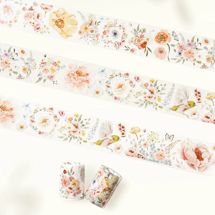 the washi tape shop pre cut floral finch wide washi pet tape