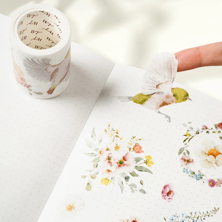 the washi tape shop pre cut floral finch wide washi pet tape example