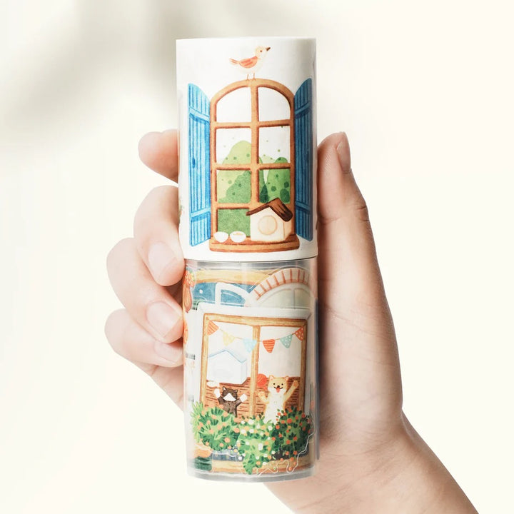 the washi tape shop pre cut pane simple wide washi pet tape in hand