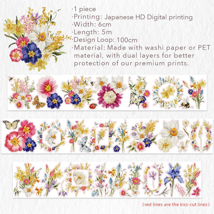 the washi tape shop pre cut sunlit meadow wide washi pet tape design loop