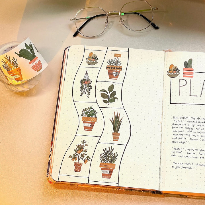 The Washi Tape Shop - Green Oasis Washi Tape Sticker Set in a journal