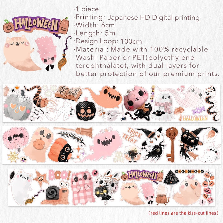 The Washi Tape Shop - Pre-Cut Boogie Boo Wide Washi/PET Tape