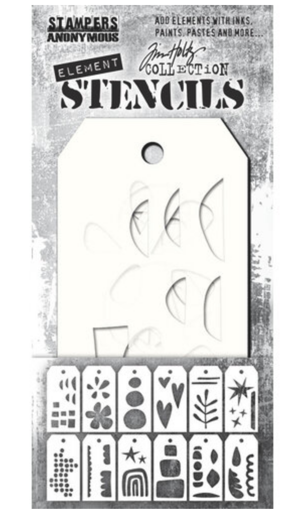 Stampers Anonymous Tim Holtz Element Stencil - Everyday Art - 12pk EST004