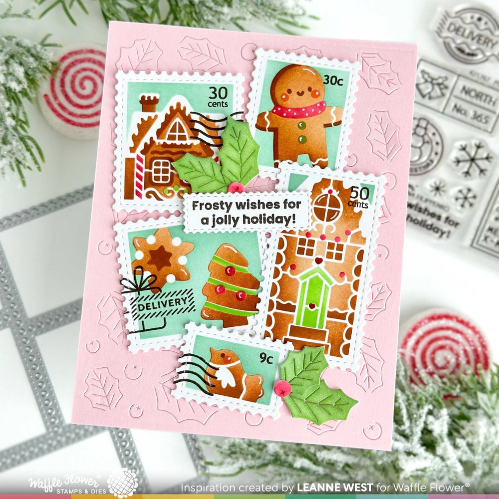 waffle flower postage collage gingerbread stencil 421765
