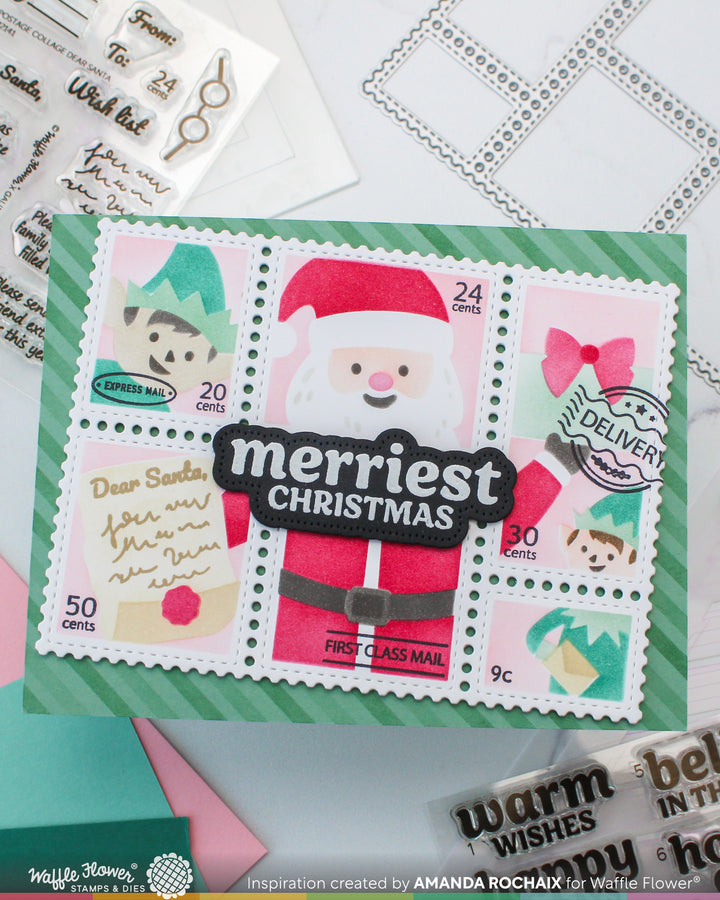Waffle Flower - Postage Collage Dear Santa Stencil