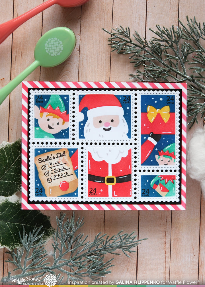 Waffle Flower - Postage Collage Dear Santa Stencil