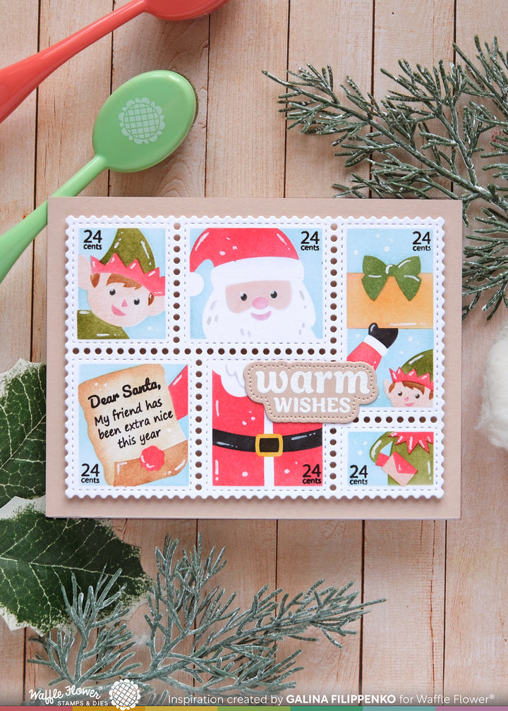 Waffle Flower - Postage Collage Dear Santa Stencil