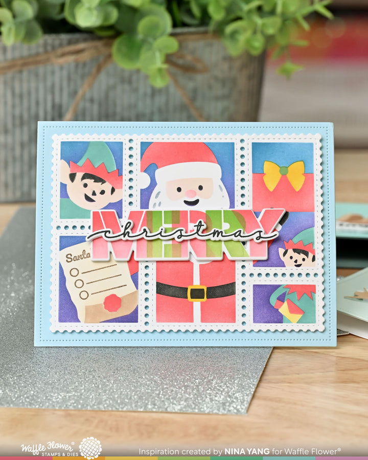 Waffle Flower - Postage Collage Dear Santa Stencil