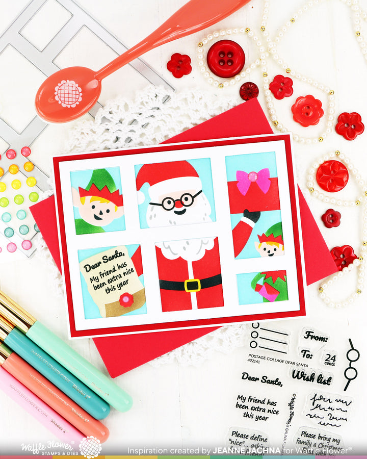 Waffle Flower - Postage Collage Dear Santa Stencil