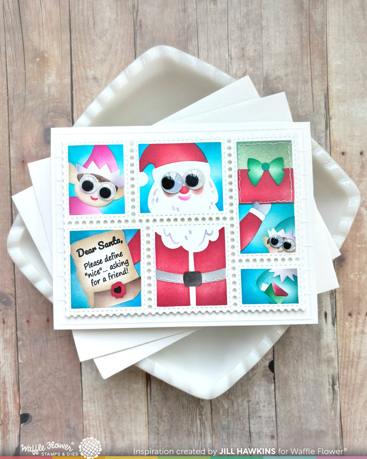 Waffle Flower - Postage Collage Dear Santa Stencil