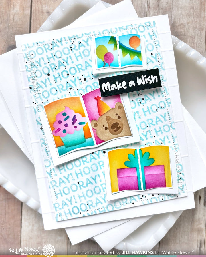 Waffle Flower - Open Book Trio Coloring Stencil