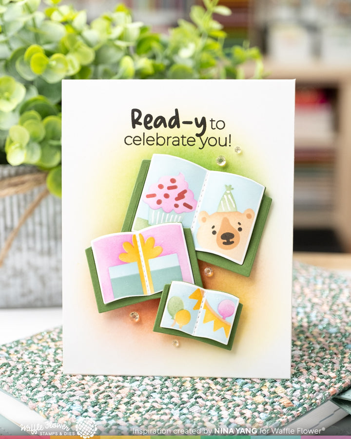 Waffle Flower - Open Book Trio Coloring Stencil
