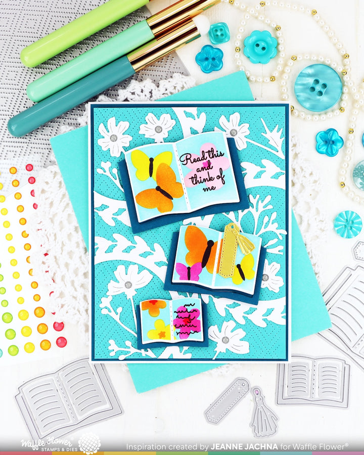 Waffle Flower - Open Book Trio Coloring Stencil