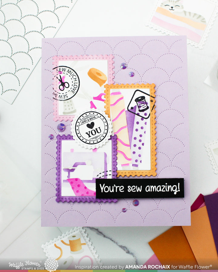 Waffle Flower - Postage Collage Sew Fun Stencil