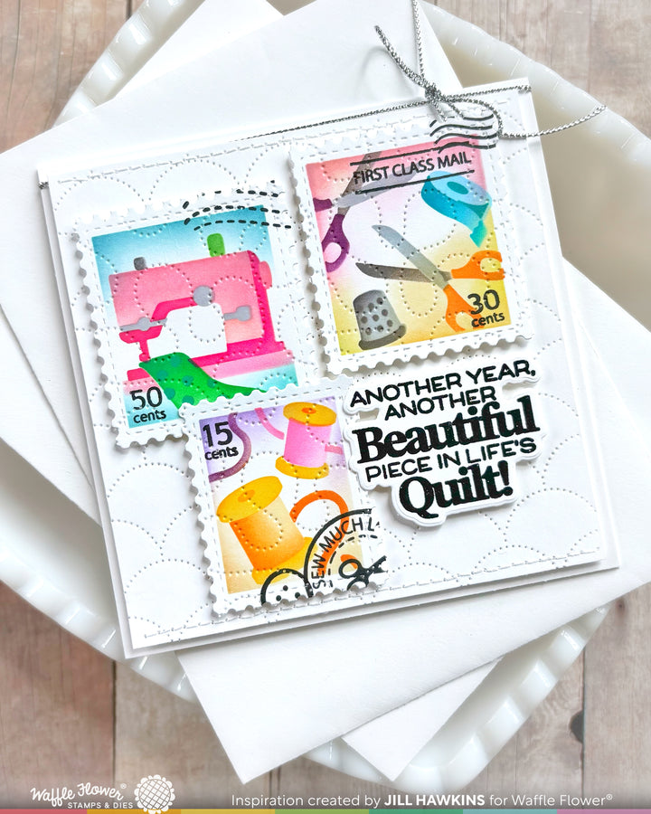 Waffle Flower - Postage Collage Sew Fun Stencil