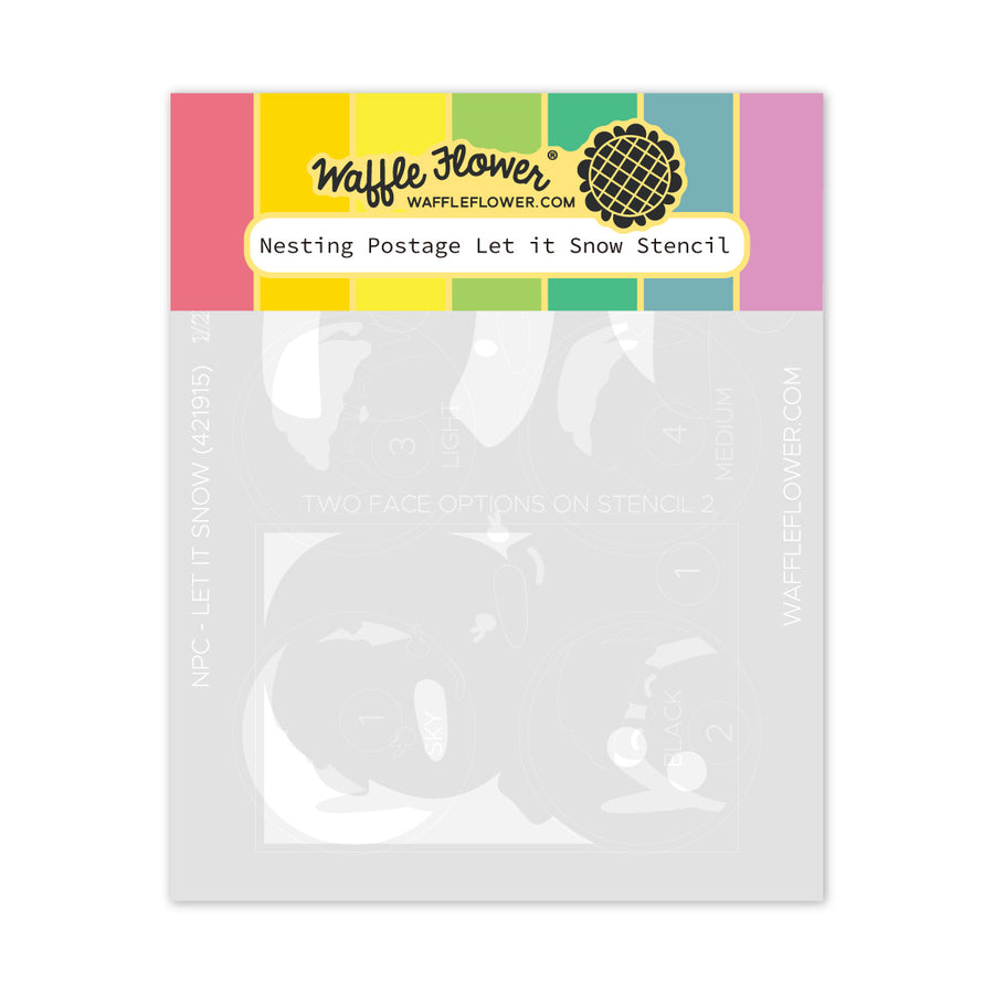 Waffle Flower - Nesting Postage Collage Let it Snow Stencil