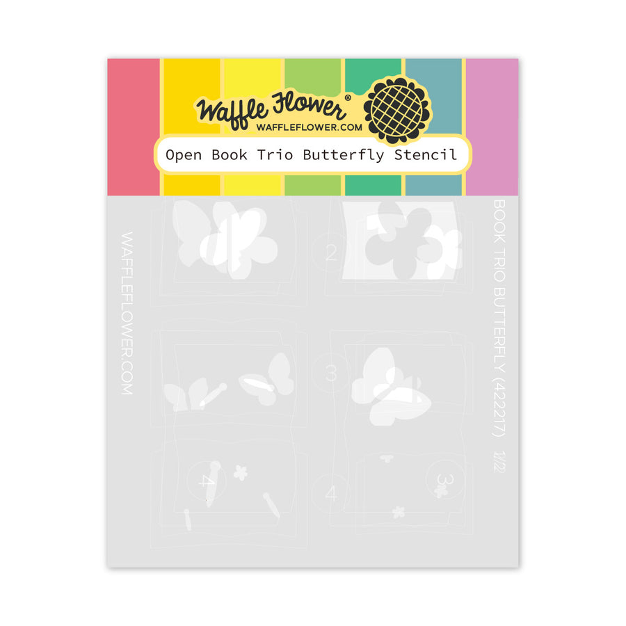 Waffle Flower - Open Book Trio Butterfly Stencil