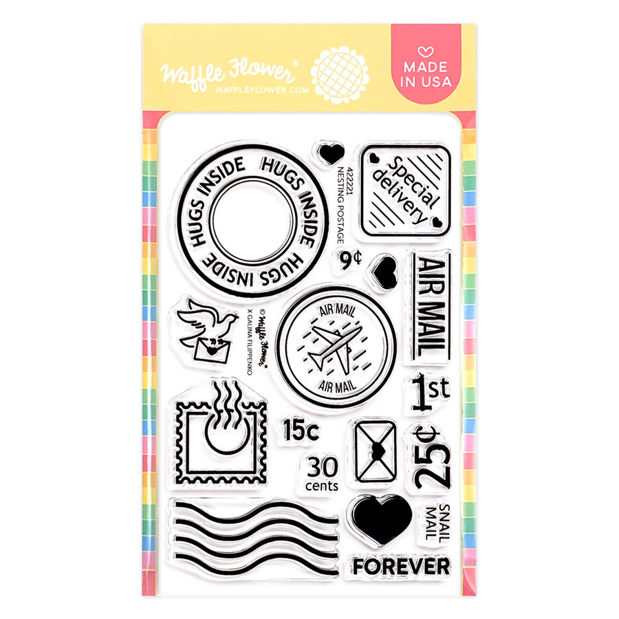 Waffle Flower - Nesting Postage Collage Stamp Set