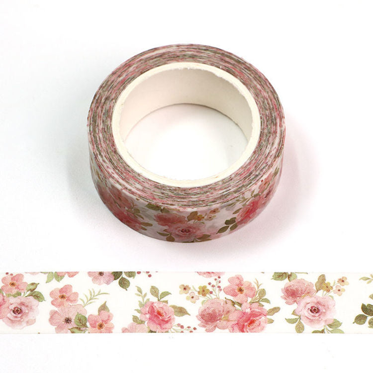 washi tape with soft pink open roses