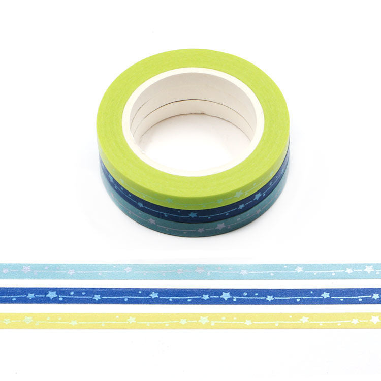 Slim Washi Tape Set - Blue Stars