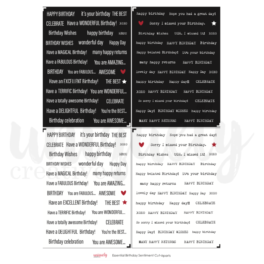 Cut-A-Part Sheet - Essential Birthday Sentiments