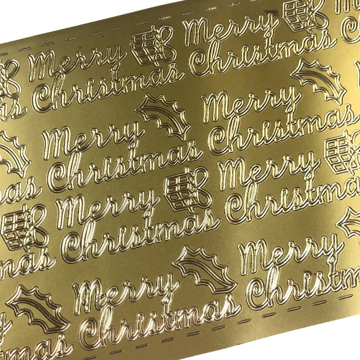 Merry Christmas Sentiment Stickers Gold