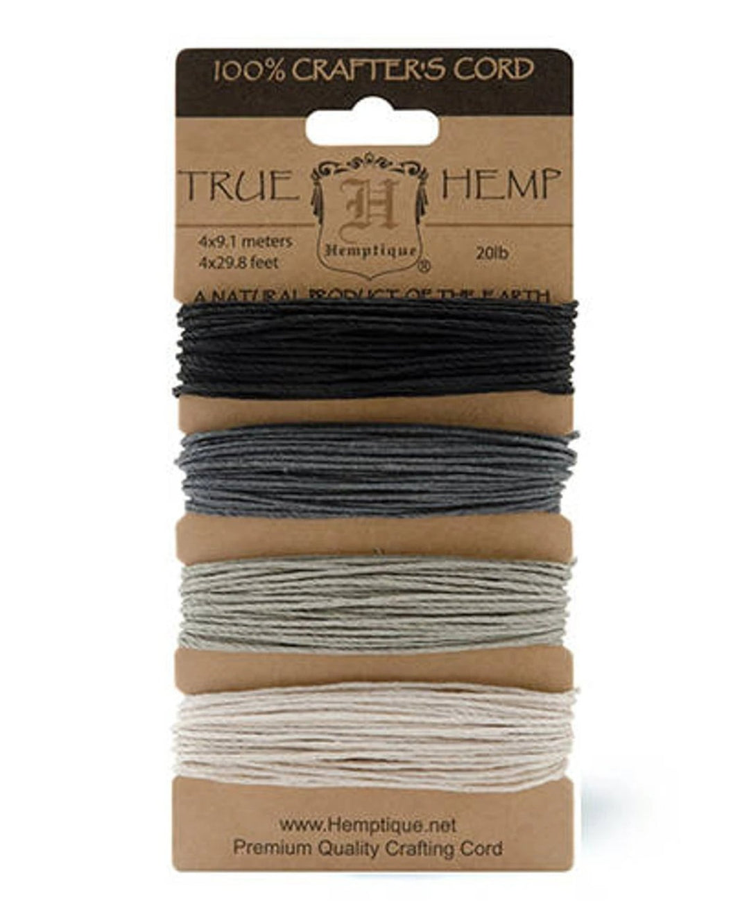 Hemptique Hemp Macrame Cord Card #20 - Onyx