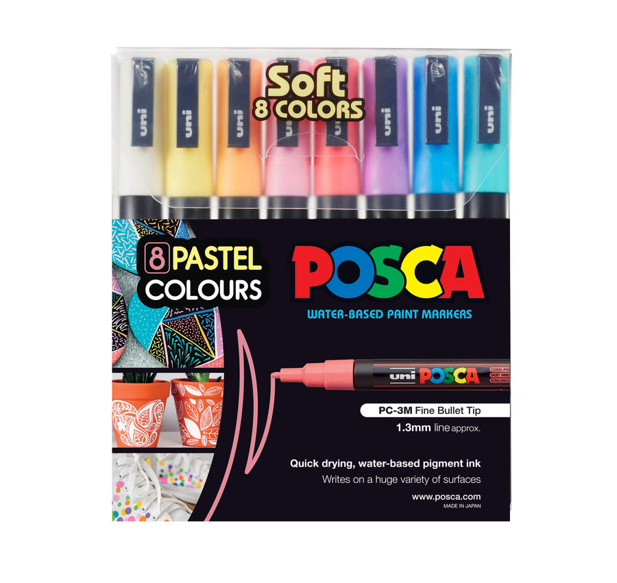 Posca Paint Pen PC-3M Soft Colours 8P Assorted