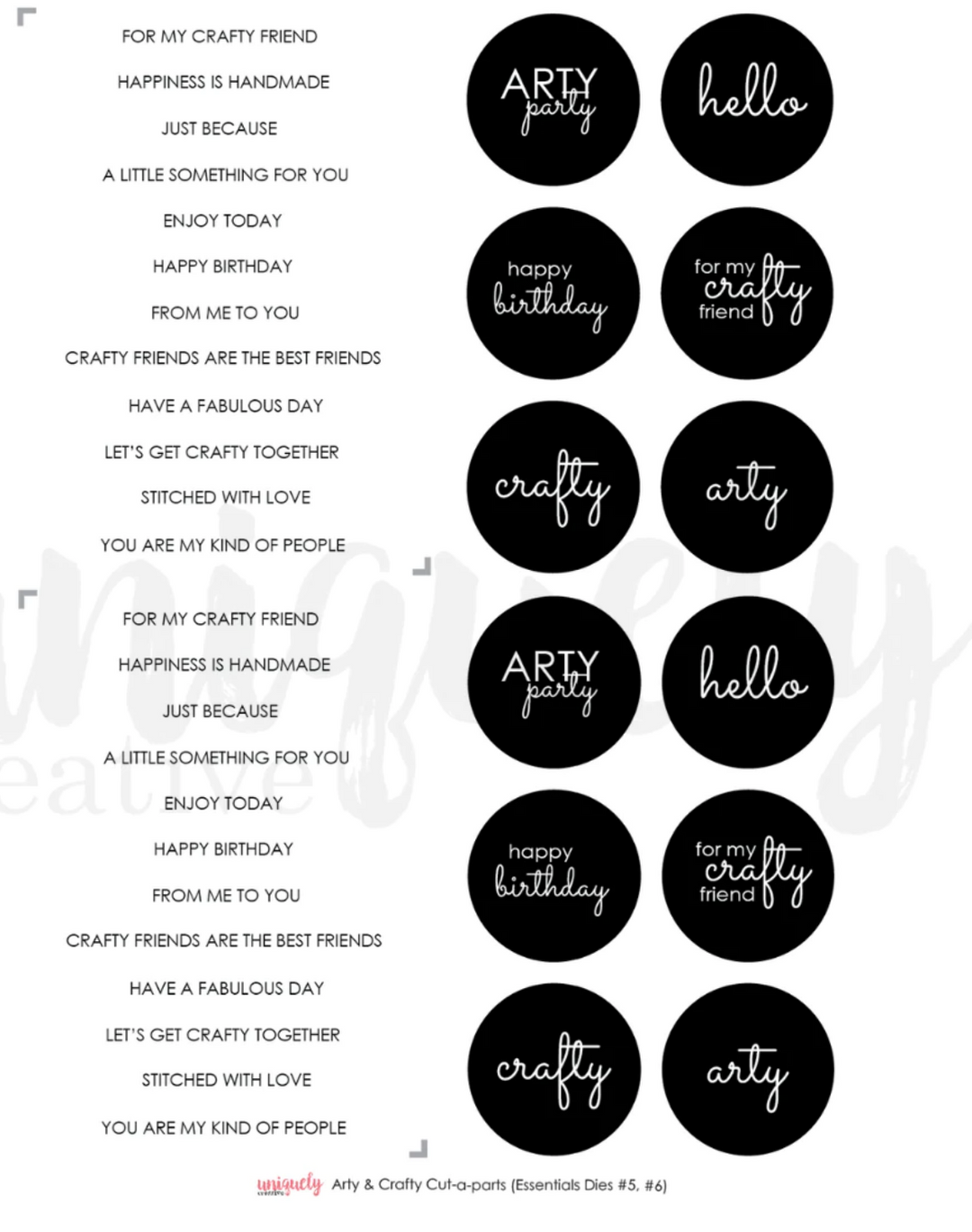 Cut-A-Part Sheet - Mini - Arty & Crafty