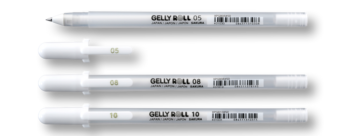 Sakura Gelly Roll, Gel Pens, 3pc Set - White 05,08,10